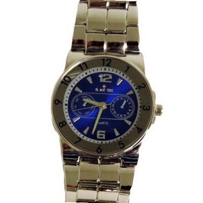 Biancchi Designer Dress Silver Bracelet with Blue Face & Silver Accents