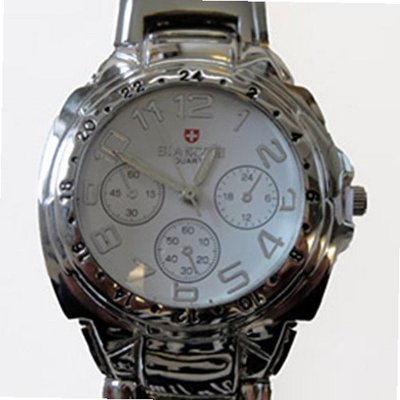 Biancchi Designer Dress Silver Bracelet with White Face & Silver Accents