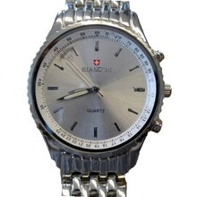 Biancchi Designer Dress Silver Bracelet with White Face & Silver Accents