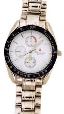 Biancchi Designer Dress Silver Bracelet with White Face