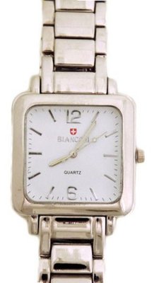 Biancchi Designer Dress Silver Bracelet with White Face