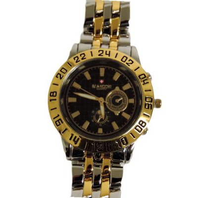 Biancchi Designer Dress Silver/Gold Bracelet with Black Face & Gold Accents