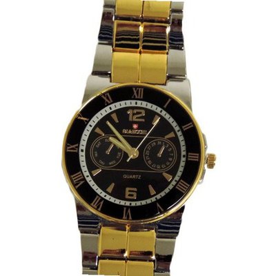 Biancchi Designer Dress Silver/Gold Bracelet with Black Face & Gold Accents