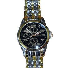 Biancchi Designer Dress , Silver & Gold Bracelet with Black Face & Gold Accents