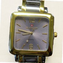 Biancchi Designer Dress Silver & Gold Bracelet with Champagne Face & Gold Accents