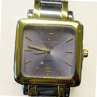 Biancchi Designer Dress Silver & Gold Bracelet with Champagne Face & Gold Accents