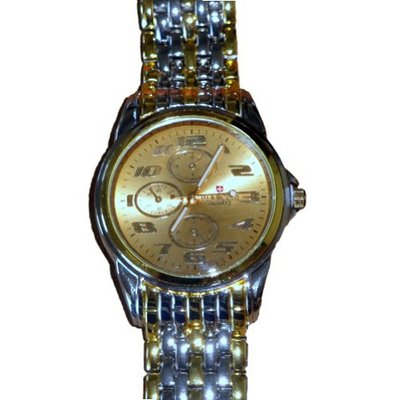 Biancchi Designer Dress Silver & Gold Bracelet with Gold Face & Gold Accents