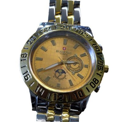 Biancchi Designer Dress Silver & Gold Bracelet with Gold Face & Gold Accents