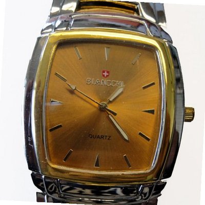 Biancchi Designer Dress Silver & Gold Bracelet with Gold Face & Gold Accents