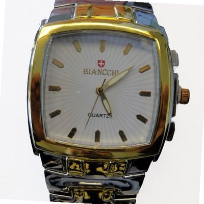 Biancchi Designer Dress Silver & Gold Bracelet with White Face & Gold Accents