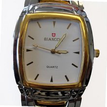 Biancchi Designer Dress Silver & Gold Bracelet with White Face & Gold Accents