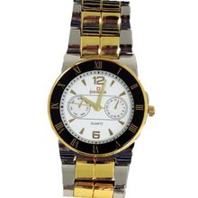 Biancchi Designer Dress Silver/Gold Bracelet with White Face & Gold Accents