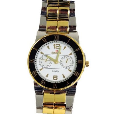 Biancchi Designer Dress Silver/Gold Bracelet with White Face & Gold Accents