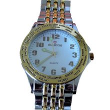 Biancchi Designer Dress , Silver & Gold Bracelet with White Face & Gold Accents