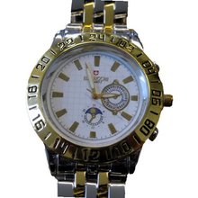 Biancchi Designer Dress Silver & Gold Bracelet with White Face & Gold Accents