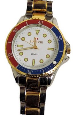 Biancchi Designer Dress Silver/Gold Bracelet with White Face