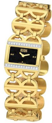 Bill Blass Diamond Signature Gold IP Black Dial Diamonds 40741