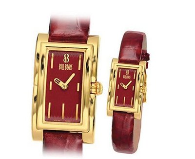 Bill Blass Sculpted B Burgundy Leather Strap 40011