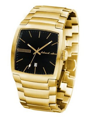 Black Dice Flow BD-001-10 Gold Stainless-Steel Quartz with Black Dial