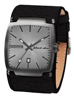 Black Dice Flow BD-002-10 Black Leather Quartz with Grey Dial