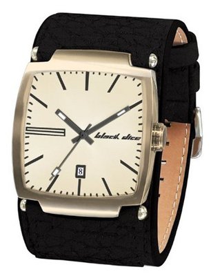 Black Dice Flow BD-002-11 Black Leather Quartz with Gold Dial