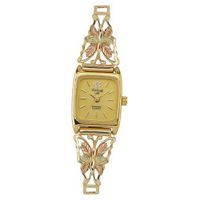 Black Hills Gold Analog Black Dial Ladies Gold Butterfly 9-WB76