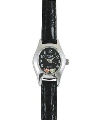 Black Hills Gold Analog Black Face Ladies Silver 9-WB123-GS