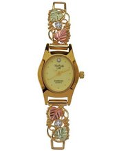 Black Hills Gold Analog Champagne Dial Ladies Gold Pink Tourmaline