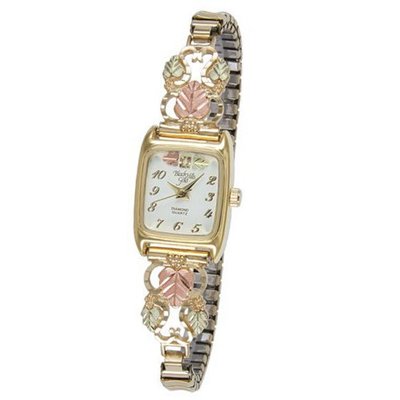 Black Hills Gold Analog White Face Ladies Gold 9-WB137