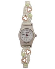 Black Hills Gold Analog White Face Ladies Sterling Silver 9-WB113-GS