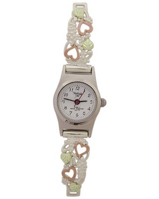 Black Hills Gold Analog White Face Ladies Sterling Silver 9-WB113-GS