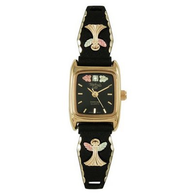 Black Hills Gold Black Dial Ladies Black Coated Angel 9-WB120