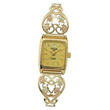 Black Hills Gold Black Dial Ladies Gold Heart Analog 9-WB82