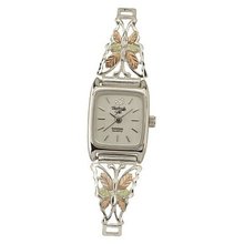 Black Hills Gold Black Dial Ladies Silver Butterfly Analog 9-WB76-GS