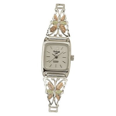 Black Hills Gold Black Dial Ladies Silver Butterfly Analog 9-WB76-GS