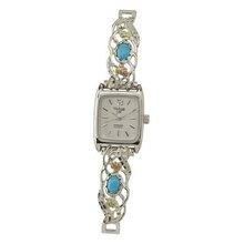 Black Hills Gold Black Dial Ladies Silver Turquoise Analog 9-WB83F-GS