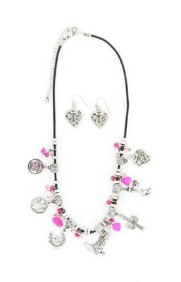 Blazin Roxx 29177 Western Charm Jewelry Set Silver/Pink