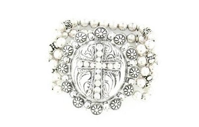 Blazin Roxx 29230 Berry Concho Cross Bracelet Silver