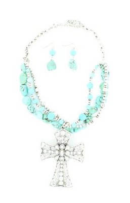 Blazin Roxx 29249 Large Cross Jewelrys Set Turquoise