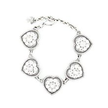 Blazin Roxx 29292 Rhinestone Heart Charm Bracelet Silver