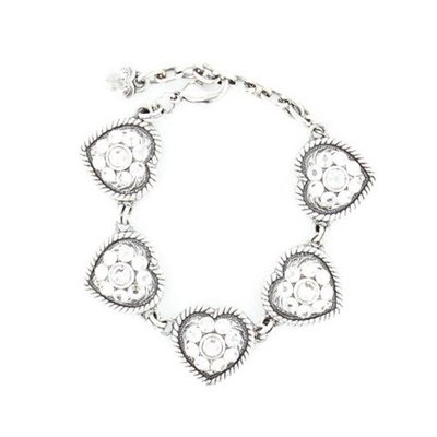 Blazin Roxx 29292 Rhinestone Heart Charm Bracelet Silver
