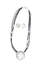 Blazin Roxx 29337 Cross Concho Corded Jewelry Set Black/Silver