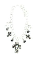 Blazin Roxx 29345 Black Cross Charm Jewelry Set Black/Silver