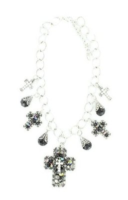 Blazin Roxx 29345 Black Cross Charm Jewelry Set Black/Silver