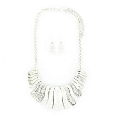 Blazin Roxx 29395 Silver and Crystal Bars Jewelrys Set Silver