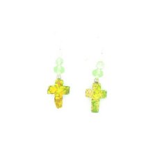 Blazin Roxx 2947528 Stone Cross Earrings Green