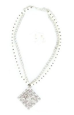 Blazin Roxx 29519 Bucking Horse Jewelry Set Silver