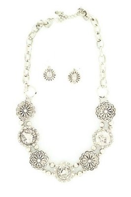 Blazin Roxx 29521 Multi Concho Horse Jewelry Set Silver