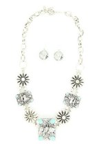 Blazin Roxx 29525 Rectangle Concho Horse Head Jewelry Set Silver