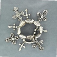 Blazin Roxx 29665 Double Strand Cross Charm Bracelet Silver